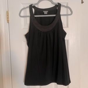 Ann Taylor Silk Scoop Neck Black Tank Top